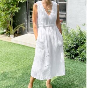 The Reset R Label Women's Small The Weekend Sleeveless Gauze Belted Midi Dress